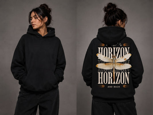 Buzo hoodie unisex negro Horizon